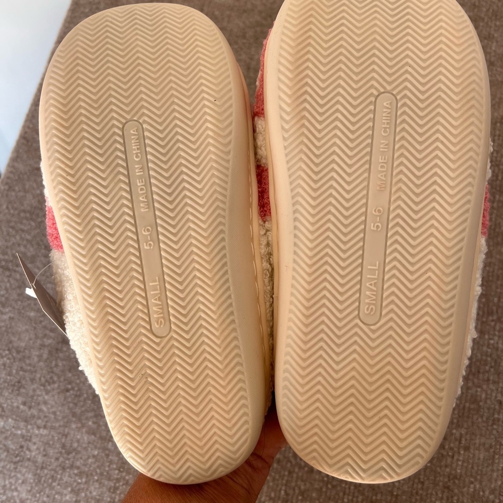 Kirklands Pink and Cream Checkered Slippers - Picture 2 of 2